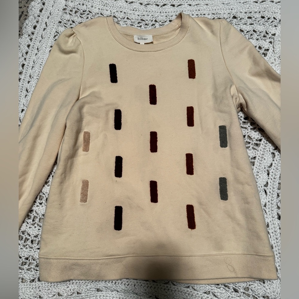 Bohme casual cream sweater with balloon sleeves